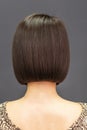 Short symmetric brunette bob hair of young wonam Royalty Free Stock Photo