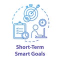 Short-term smart goals concept icon. Perfomance optimization. Setting deadlines for projects. Building business