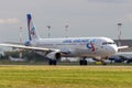 St Petersburg, Russia - 08/16/2018: Jet airliner Airbus A321 `Ural Airlines` VQ-BGY in Pulkovo Airport.