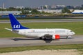 St Petersburg, Russia - 08/16/2018: Jet airliner Boeing 737-700 SAS Scandinavian Airlines LN-TUF in Pulkovo