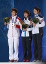 Short track Ladies' 1000m medal ceremony Royalty Free Stock Photo