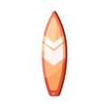 Shortboard, short pointed surfboard. Water surf board with pointy nose, top view. Beach sport item for summer extreme