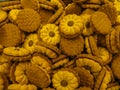 Shortbread biscuits shaped like a daisy flower with jam in the middle Royalty Free Stock Photo