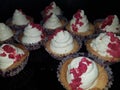 Shortbread with chantilly cream and raspberries cups