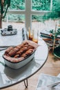 Shortbread cookies in a bowl on a table Royalty Free Stock Photo