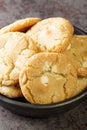 Shortbread cookies with macadamia nuts and white chocolate. Vertical Royalty Free Stock Photo