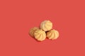 Shortbread cookies on a red background. Royalty Free Stock Photo