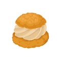 Shortbread with cream on a white background. Vector illustration.