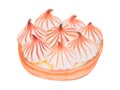 Shortbread dough basket cake with sweet white cream clipart. Hand drawn shortbread pastry crust with filling