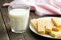 Shortbread fingers with milk Royalty Free Stock Photo