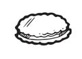 Shortbread layer. White sweet bread pastries. Ready dish. Food delicious. Hand drawing outline. Isolated on white