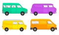 Shortbus or Microbus for Urban Trips Isolated on White Background Vector Set