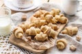 Shortcrust pastry crescent rolls croissants with brown sugar Royalty Free Stock Photo