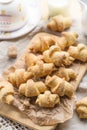 Shortcrust pastry crescent rolls croissants with brown sugar Royalty Free Stock Photo