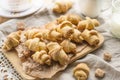 Shortcrust pastry crescent rolls croissants with brown sugar Royalty Free Stock Photo