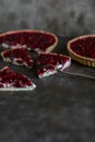 Shortcrust pastry tart with custard and cherry jelly. Royalty Free Stock Photo