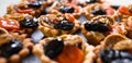 Shortcrust tartlets with fruit and walnuts. Fruit baskets with nuts. Small pies. Royalty Free Stock Photo