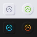 Shorten arrow button icon set, Multicolor neumorphism button soft UI Design.