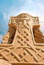 Shortlived sculpture from sand. Hammer of Thor