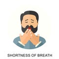Shortness of breath, flat style concept