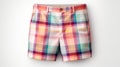 Colorful Plaid Short In Exacting Precision: A Vibrant Fashion Statement