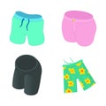 Shorts icon set, cartoon style