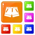 Shorts icons set vector color