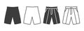 Shorts icons. Trouser shorts of different styles. Clothing symbol concept. Vector illustration