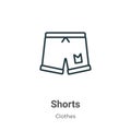 Shorts outline vector icon. Thin line black shorts icon, flat vector simple element illustration from editable clothes concept Royalty Free Stock Photo