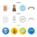 Shorts with suspenders, a glass of beer, a sign, an emblem. Oktoberfest set collection icons in cartoon,outline,flat