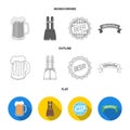 Shorts with suspenders, a glass of beer, a sign, an emblem. Oktoberfest set collection icons in flat,outline,monochrome Royalty Free Stock Photo