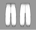 Shorts Sweatpants technical fashion illustration with elastic cuffs, low waist, rise, drawstrings, calf length training Royalty Free Stock Photo