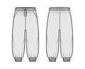 Shorts Sweatpants technical fashion illustration with elastic cuffs, low waist, rise, drawstrings, calf length training Royalty Free Stock Photo
