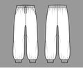 Shorts Sweatpants technical fashion illustration with elastic cuffs, low waist, rise, drawstrings, midi ankle length Royalty Free Stock Photo