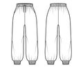 Shorts Sweatpants technical fashion illustration with elastic cuffs, normal waist, high rise, drawstrings, midi length Royalty Free Stock Photo