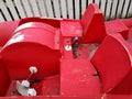 Shot of an abandoned red carousel seats outdoors Royalty Free Stock Photo