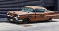 Shot of abandoned, rusty, vintage car. Vintage