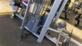 Grey stack of barbell plates in gym sport club