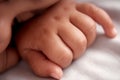 Hush little baby. Shot of an adorable baby boy sleeping peacefully on the bed at home.