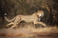 shot of adult cheetah running at top speed with all legs in the air in Kruger Park South Africa Royalty Free Stock Photo