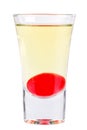 Shot. Alcoholic drink on a white background.