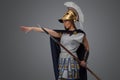 Female greek warrior with spear and golden plumed helmet