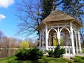 Shot of an arbor next to a pond in Park Norweski in Jelenia GÃÂ³ra, Poland Royalty Free Stock Photo