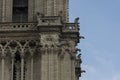 A shot of the beautiful architectural details of the Church of Notre Dame, Paris Royalty Free Stock Photo