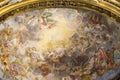 Shot Of Beautiful Frescos On The Ceiling Of The Church Of The Gesu In Rome, Italy