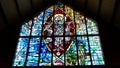 Shot of the beautiful window art in a religious Christian or catholic chapel