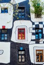 Shot of the black and white wall of Hundertwasser House in Vienna, Austria