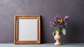 Blank Wooden Frame With Pansy Royalty Free Stock Photo