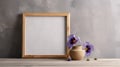 Blank Wooden Frame With Pansy Royalty Free Stock Photo