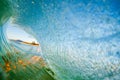 Inside view of a barreling wave at Campeche beach in Florianopolis Brazil